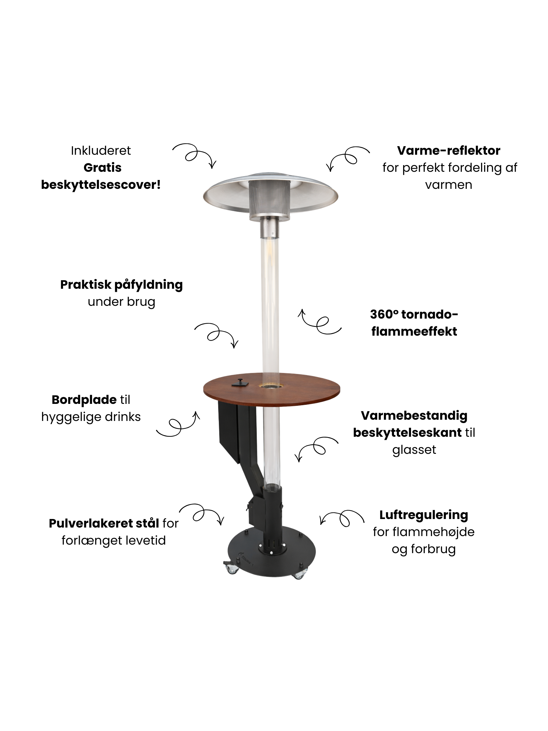 design pilleovn udendørs med stemningsfuldt flammebillede – Flamesa Solaro